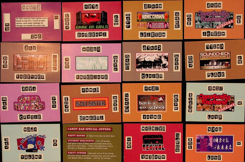 The other side of the 16 cards make up the cards for the game, each with different words on the edge of the cards.